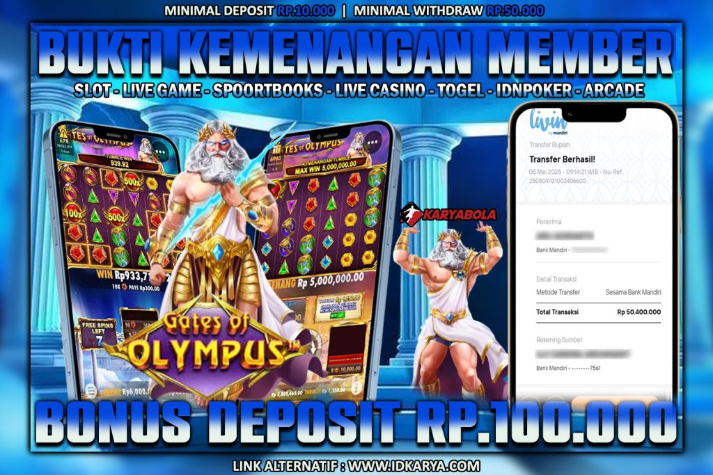 BUKTI KEMENANGAN KARYABOLA 05 MEI 2025