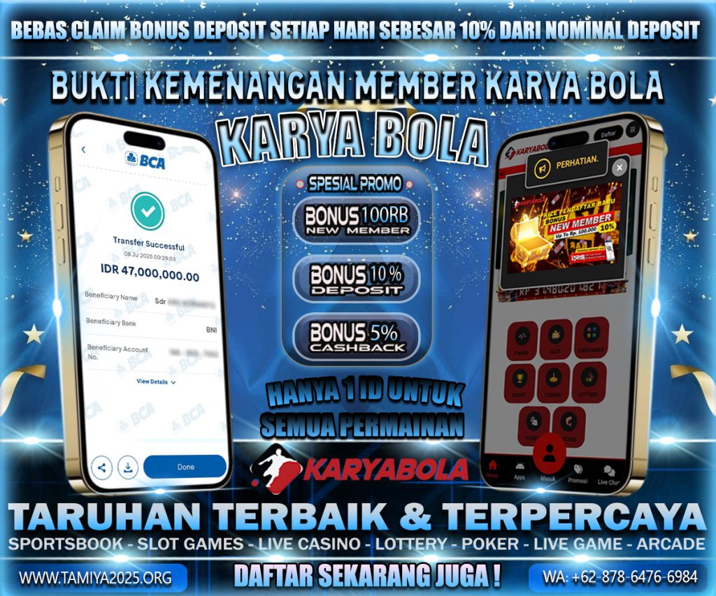 BUKTI KEMENANGAN KARYABOLA 08 JULI 2025